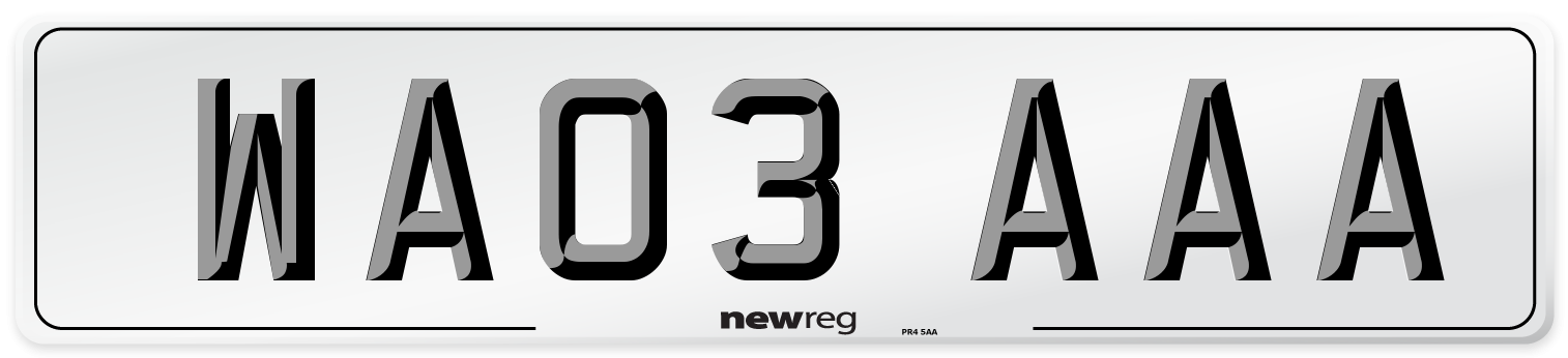 WA03 AAA Number Plate from New Reg
